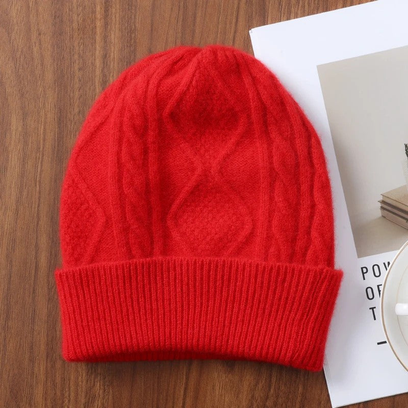Altessa Rhombus Merino Wool Beanie - Rust