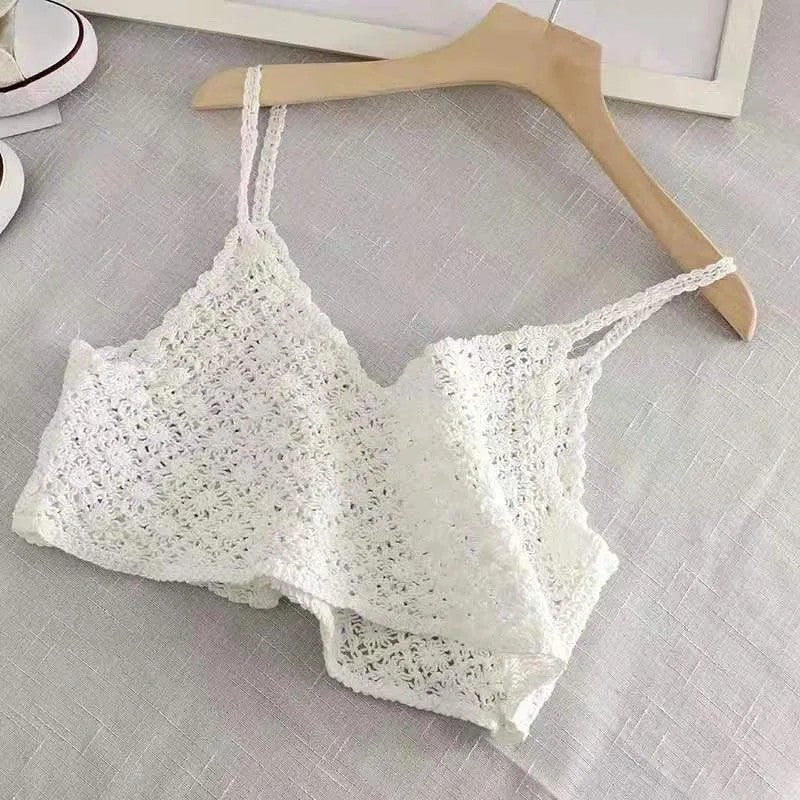 Amalfi Crochet Knit Cami - White