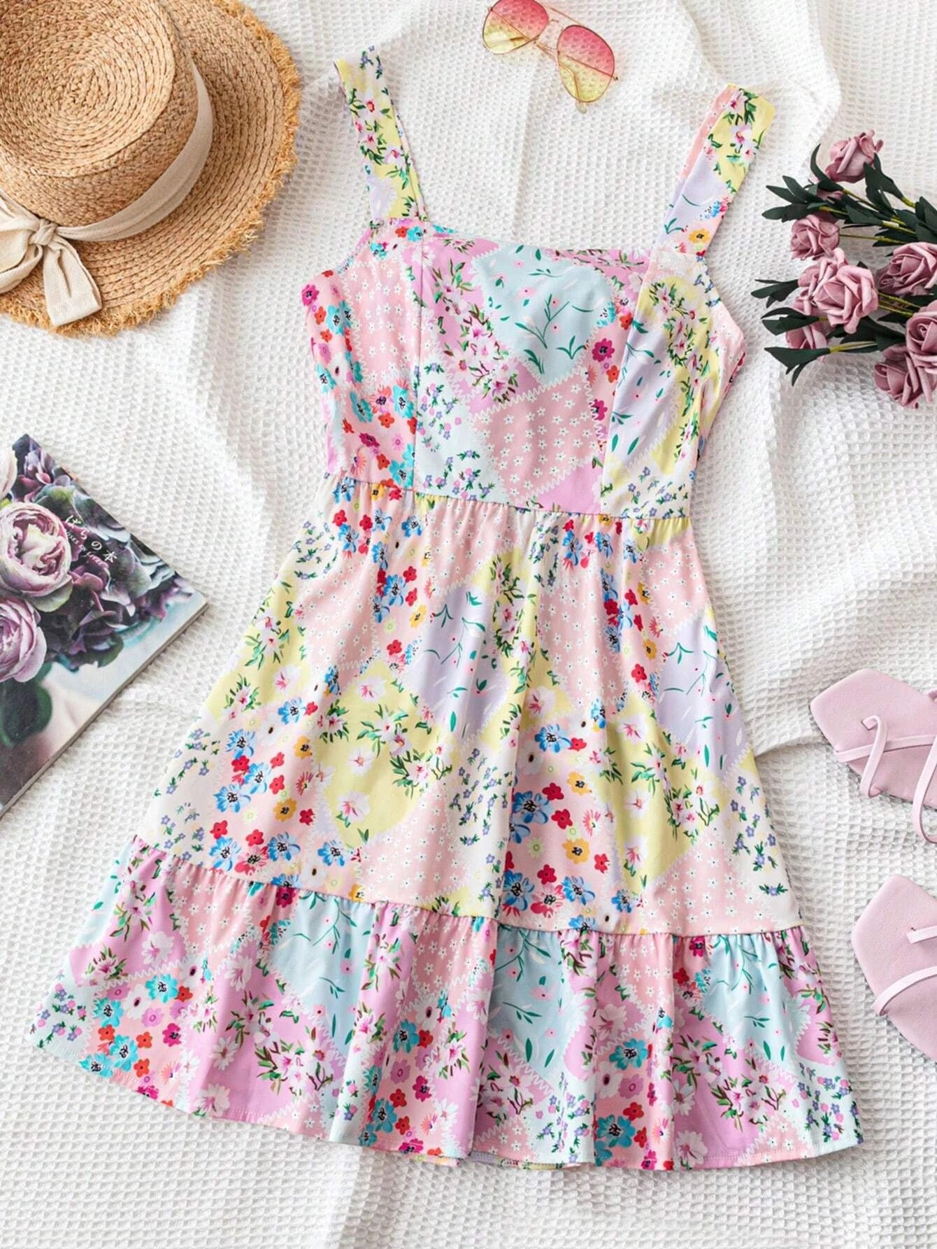 Amalfi Floral Strapless Dress - Crimson