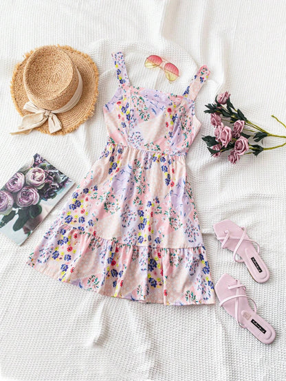 Amalfi Floral Strapless Dress - Lavender