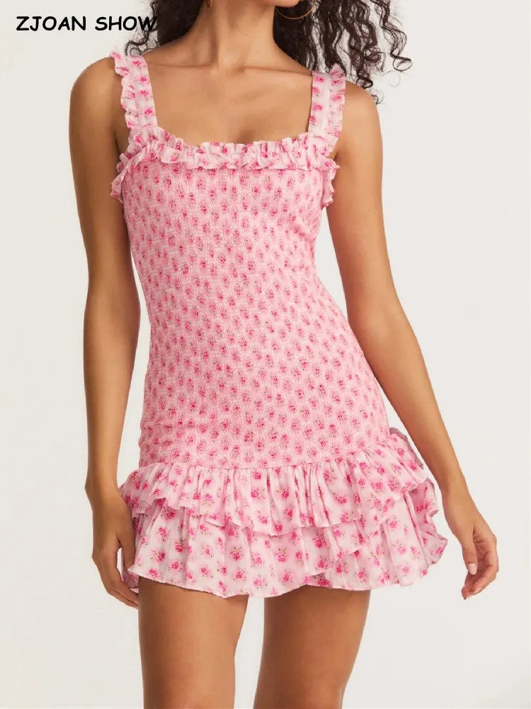 Amalfi Floral Ruched Mini Dress - Blush Pink