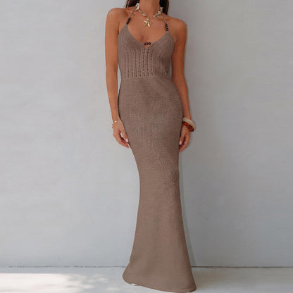 Amalfi Halter Knit Dress - Sand