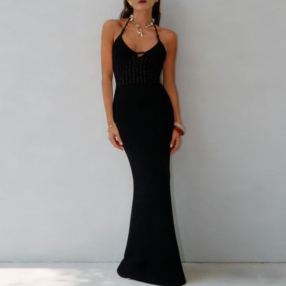 Amalfi Halter Knit Dress - Black
