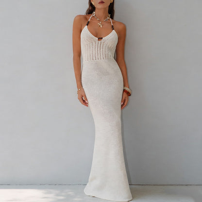 Amalfi Halter Knit Dress - White
