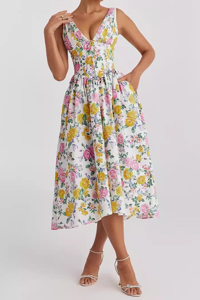 Amalfi Print Maxi Dress - Amber Bloom