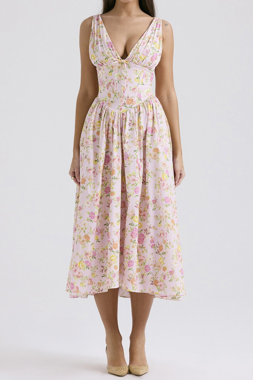 Amalfi Print Maxi Dress - Blush Bloom
