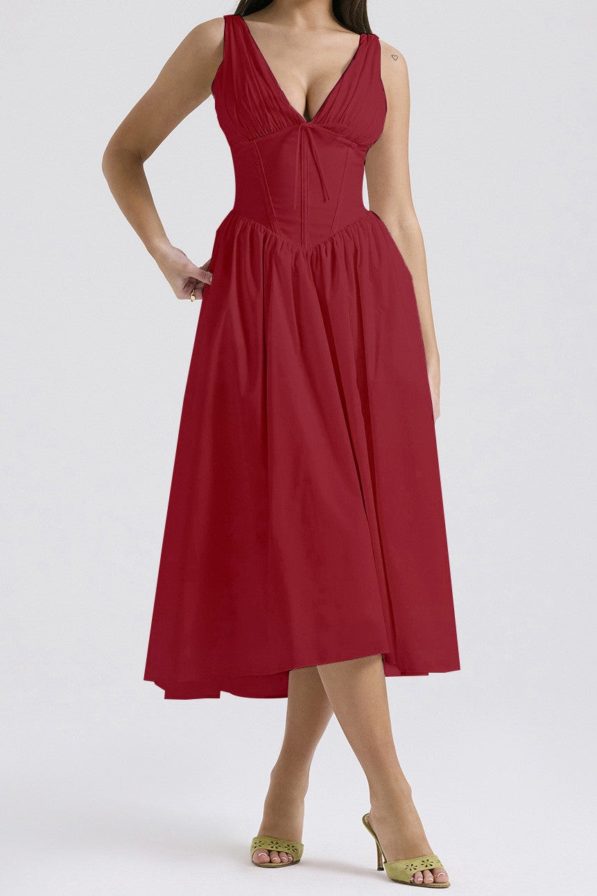 Amalfi Print Maxi Dress - Burgundy