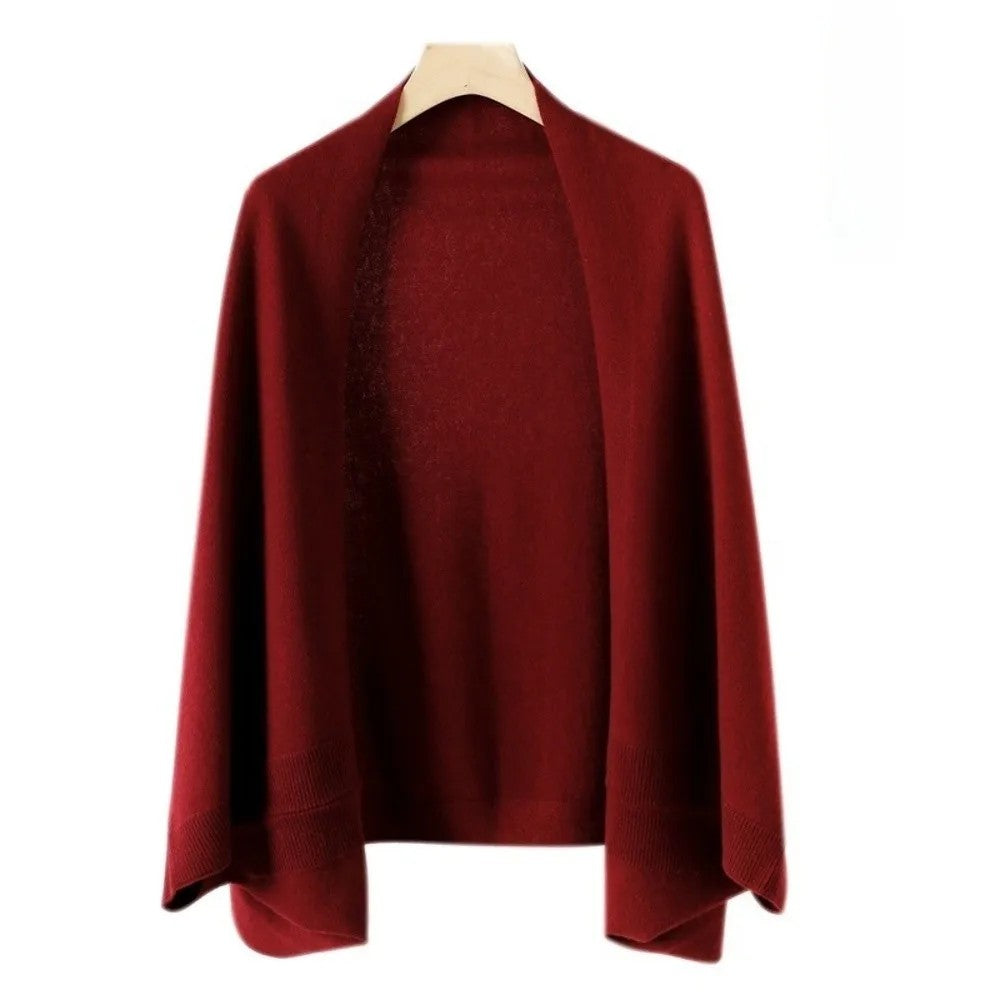 Ambrosi Cashmere Wool Cape - Burgundy