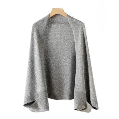 Ambrosi Cashmere Wool Cape - Heather Grey