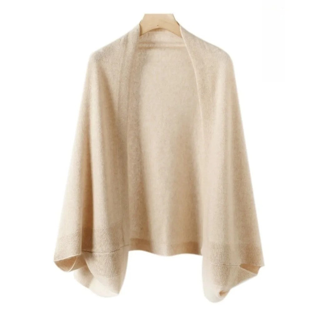 Ambrosi Cashmere Wool Cape - Oatmeal