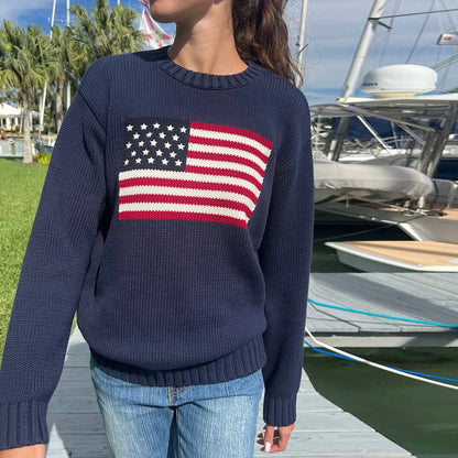 American Flag Cotton Knit Sweater