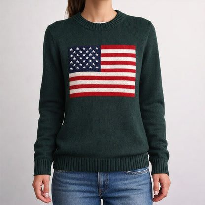 American Flag Cotton Knit Sweater
