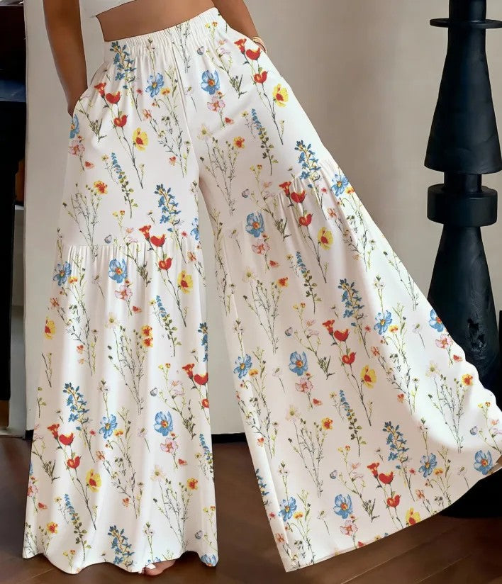 Annecy Floral Chiffon Pants - Garden Floral