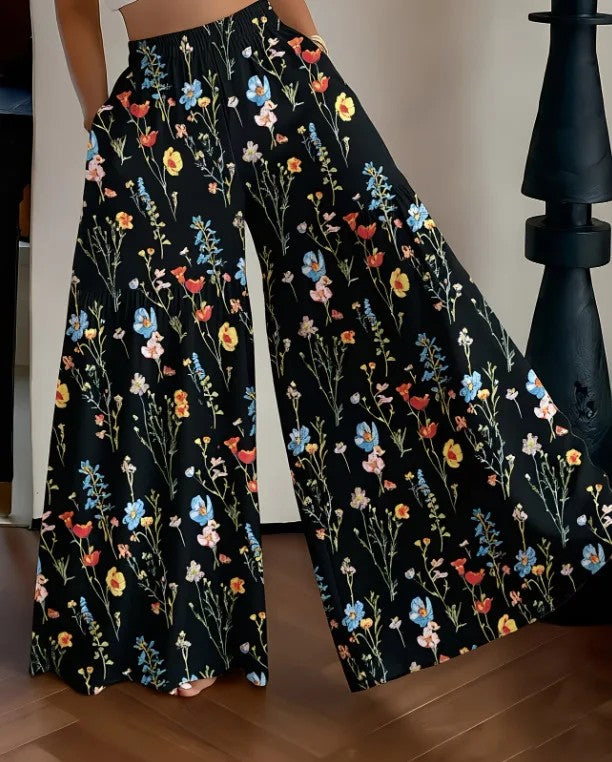 Annecy Floral Chiffon Pants - Midnight Floral