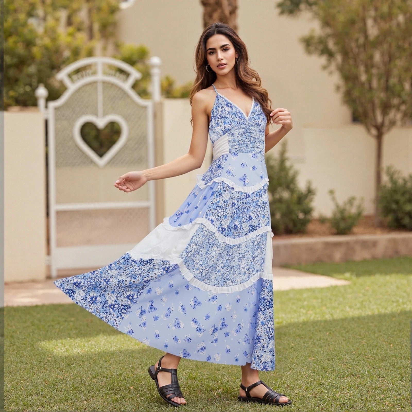 Antibes Lace Tiered Maxi Dress