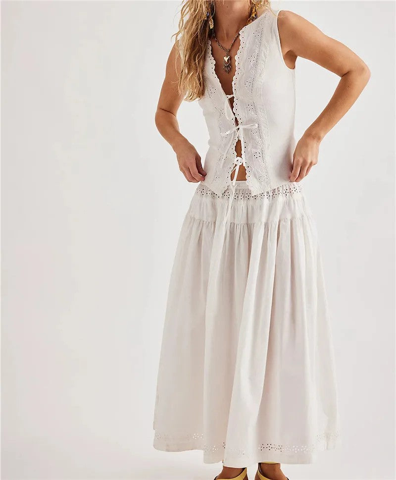 Arden Eyelet Skirt Set - Ecru