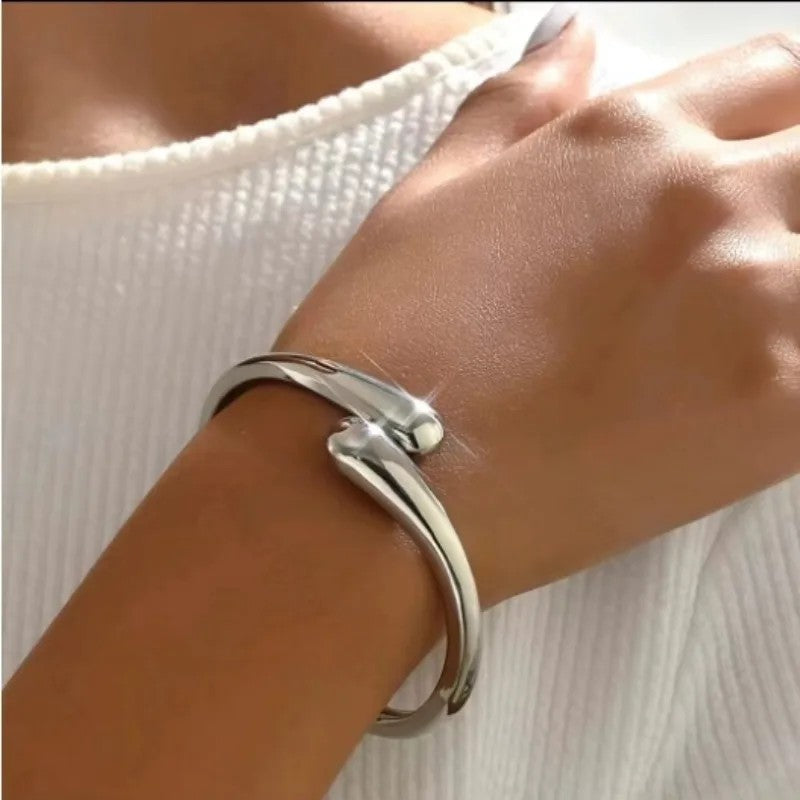 Arno Stainless Steel Bangle - Polished Silver