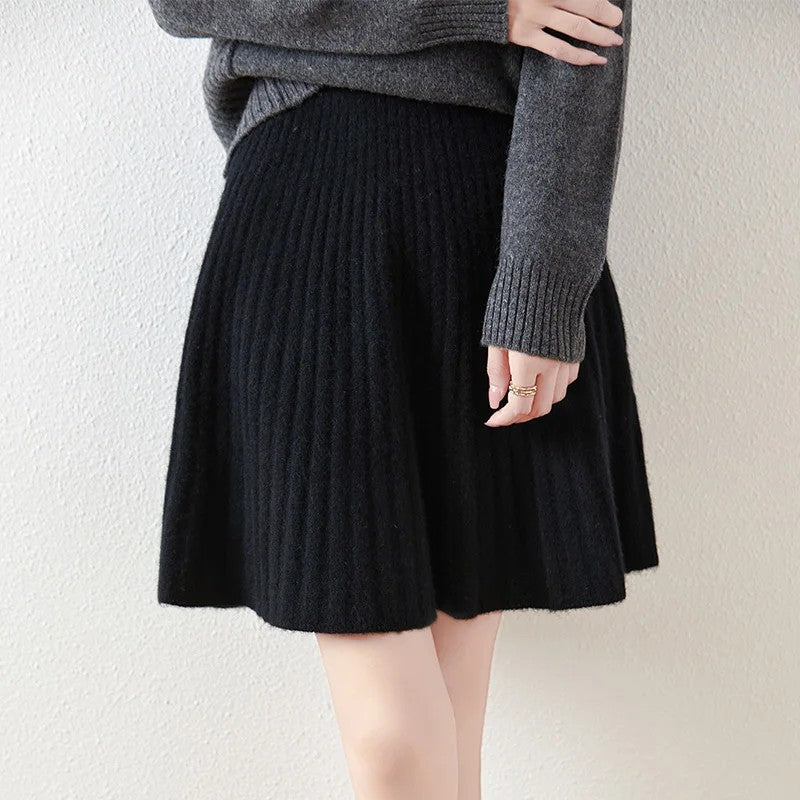 Arona Merino Cashmere Knit Skirt - Black