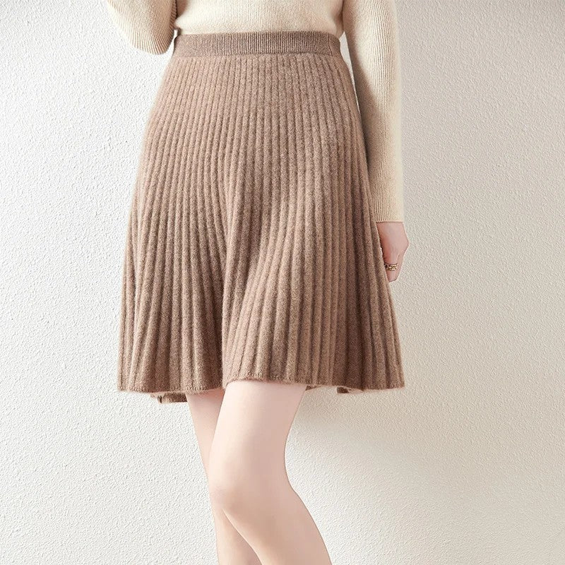 Arona Merino Cashmere Knit Skirt - Camel