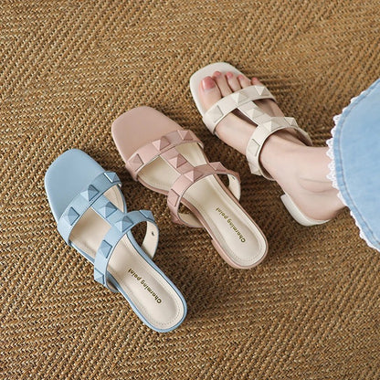 Arona Genuine Leather Heeled Slides