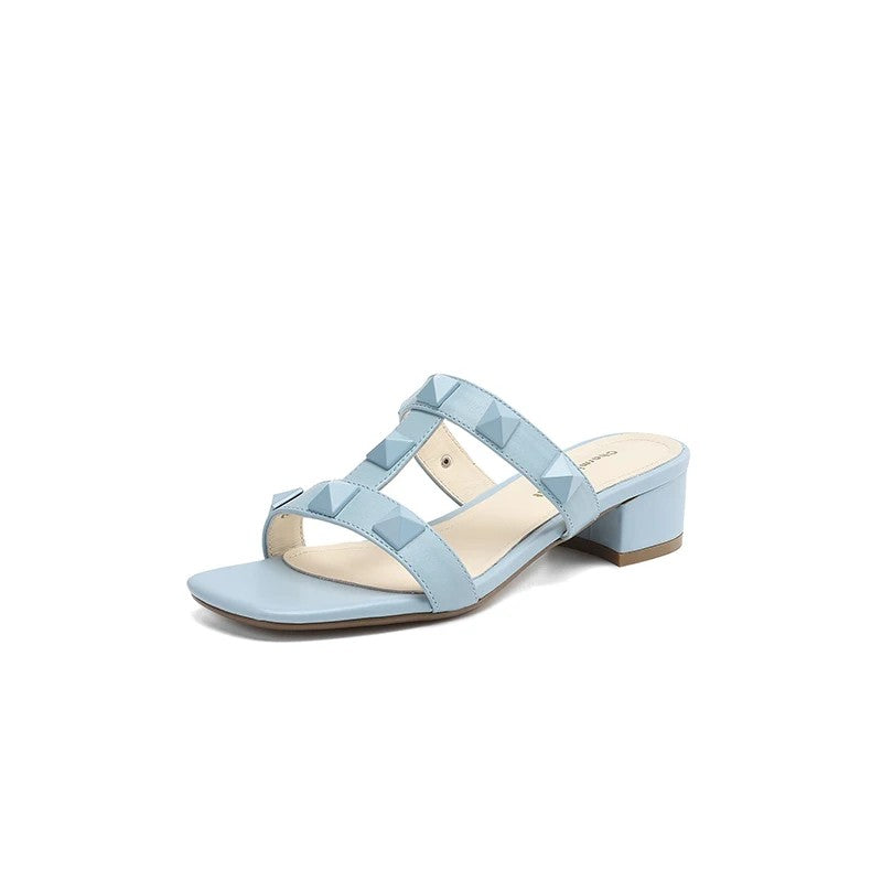 Arona Genuine Leather Heeled Slides
