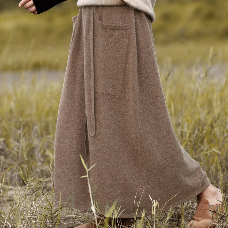 Assisi Merino Wool Maxi Skirt - Camel