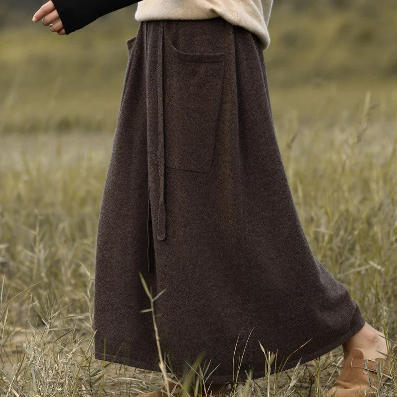 Assisi Merino Wool Maxi Skirt - Espresso