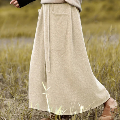 Assisi Merino Wool Maxi Skirt - Sand