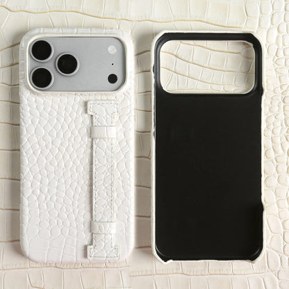 Astoria Genuine Leather Croc Case - Chalk White
