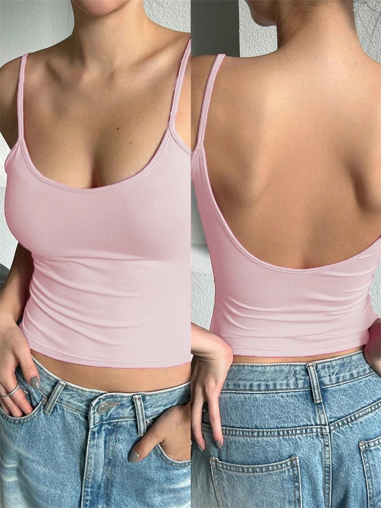 Aura Backless Crop Top - Blush Pink