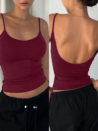 Aura Backless Crop Top - Burgundy