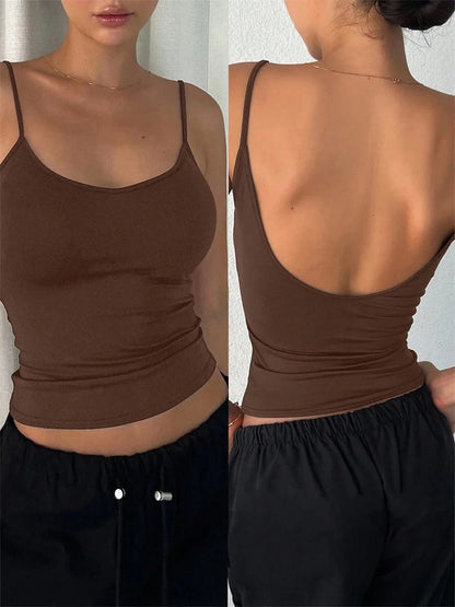 Aura Backless Crop Top - Espresso