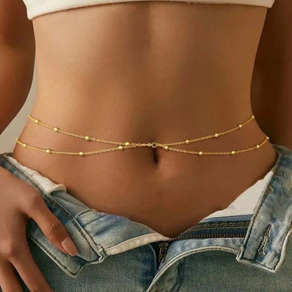 Aura Beaded Waist Chain - Gold