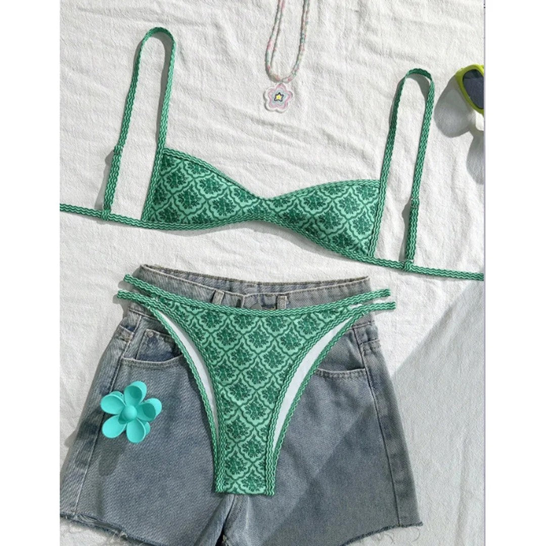 Aura Floral High-Leg Bikini - Verdant Bloom