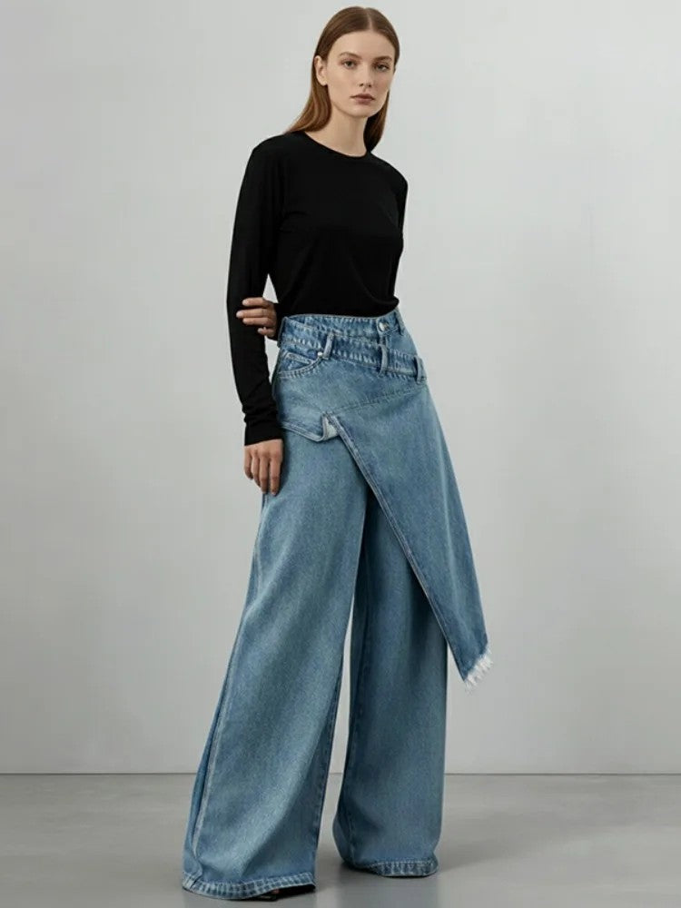Aurelia Asymmetrical Wide-Leg Jeans