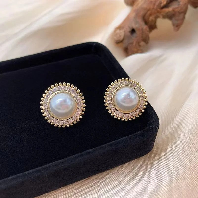 Aurelia Imitation Pearl Stud Earrings - Beaded Pearl Stud