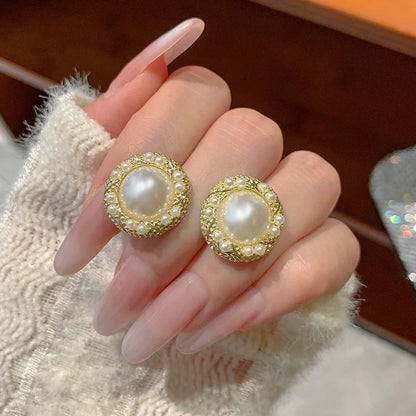 Aurelia Imitation Pearl Stud Earrings - Sculpted Pearl Stud