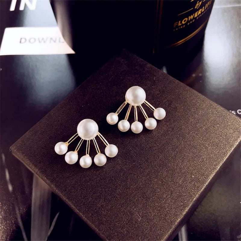 Aurelia Imitation Pearl Stud Earrings - Fan Pearl Stud