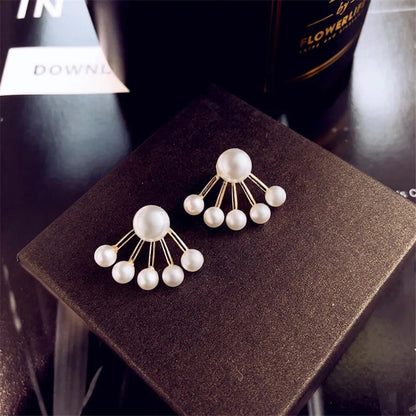 Aurelia Imitation Pearl Stud Earrings - Fan Pearl Stud
