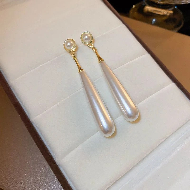 Aurelia Imitation Pearl Stud Earrings - Teardrop Pearl Drop