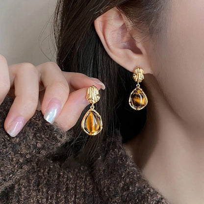 Aurelia Tiger Eye Drop Earrings