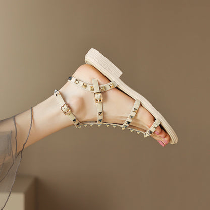 Aureli Genuine Leather Studded Sandals