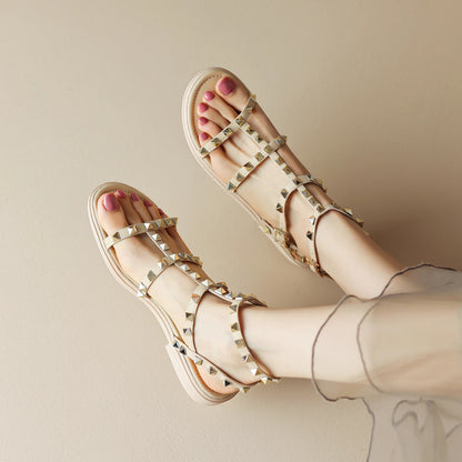 Aureli Genuine Leather Studded Sandals