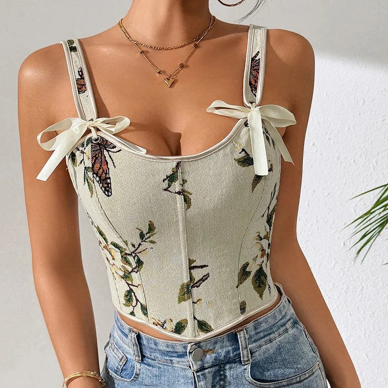 Avenza Floral Corset Bralette - Apricot