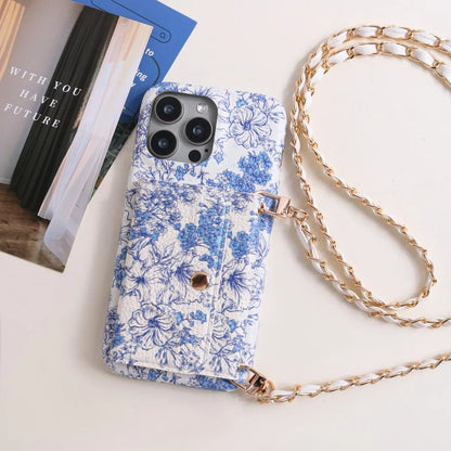 Azure Porcelain Floral Crossbody Phone Case