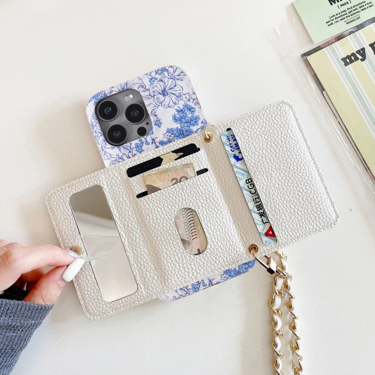 Azure Porcelain Floral Crossbody Phone Case