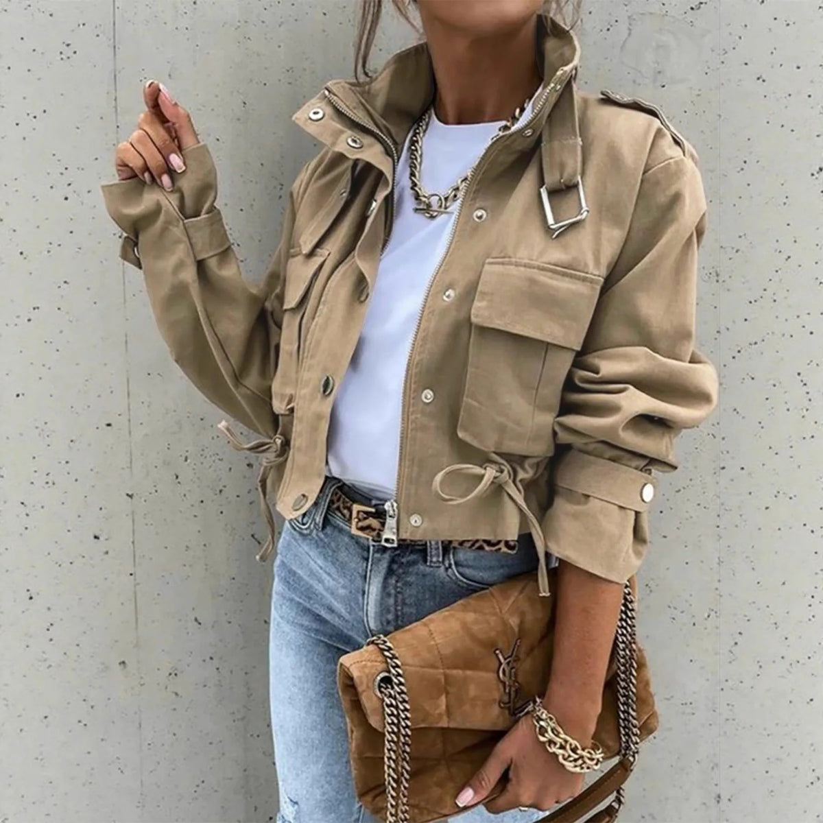Balencio Cropped Utility Jacket