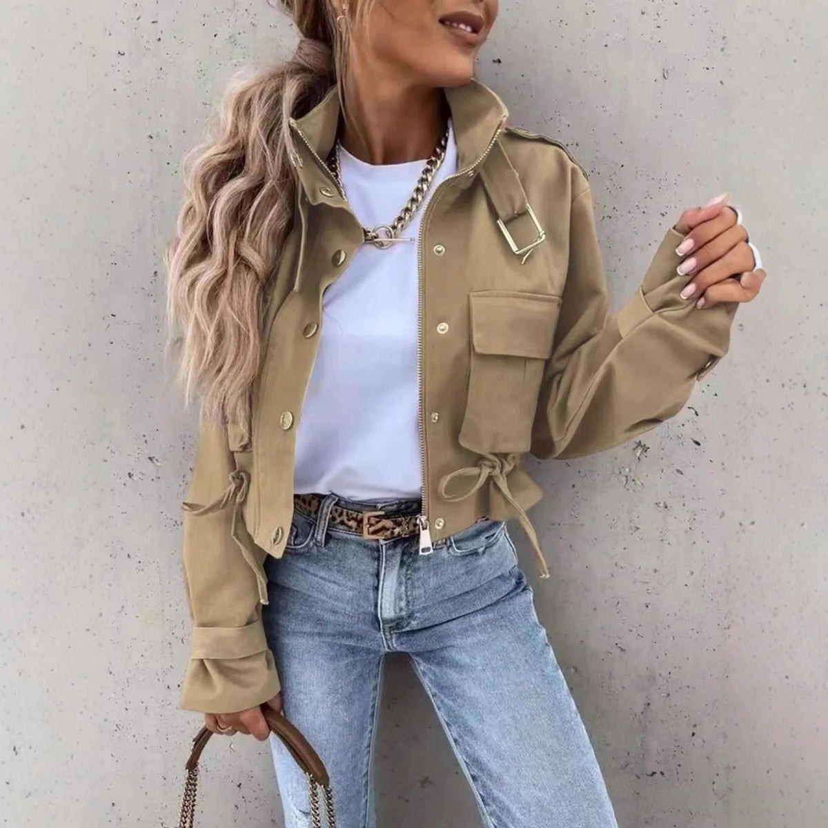 Balencio Cropped Utility Jacket
