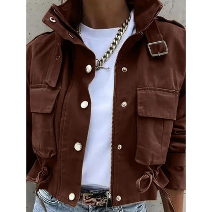 Balencio Cropped Utility Jacket - Saddle Brown