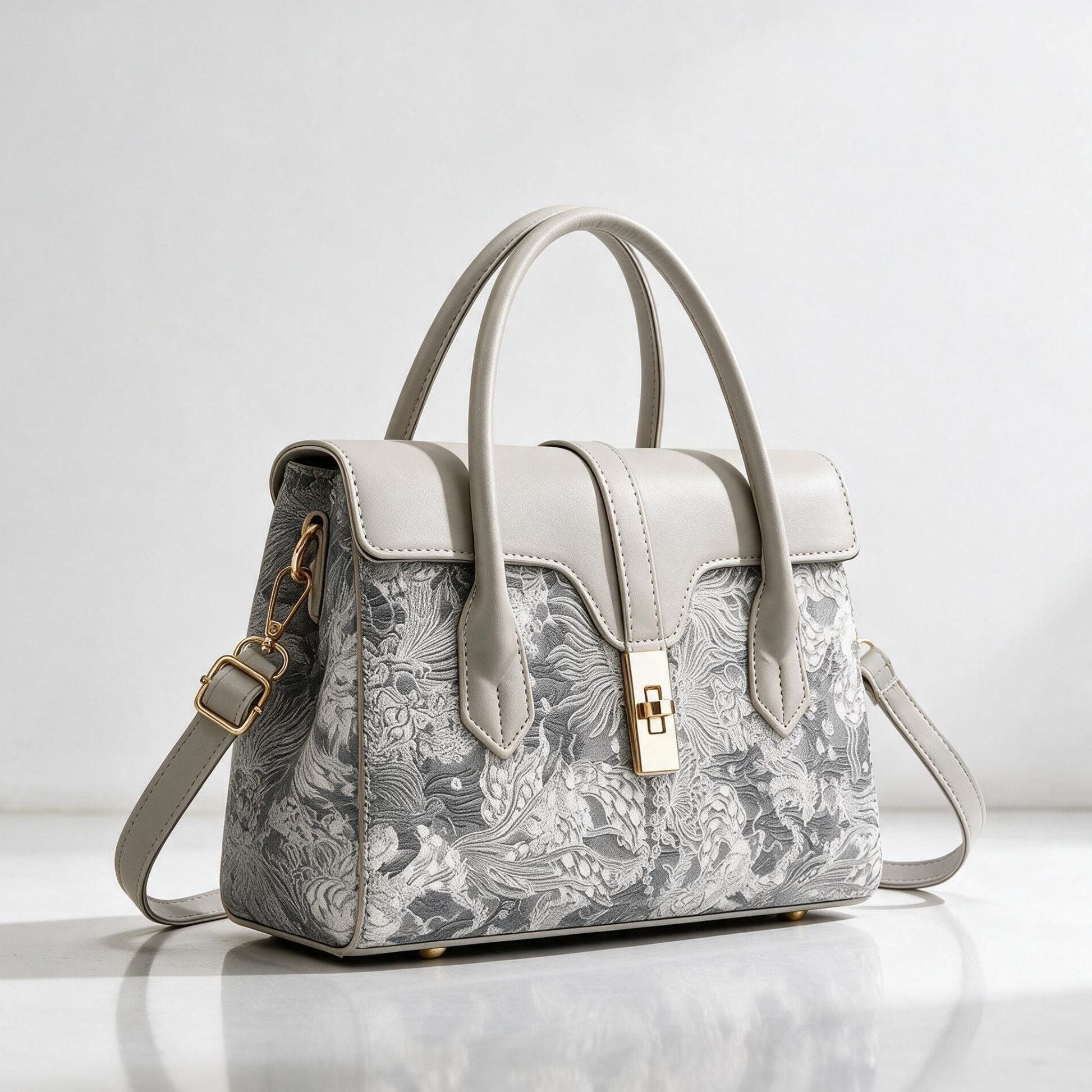 Beauregard Structured Handbag - Ash Gray